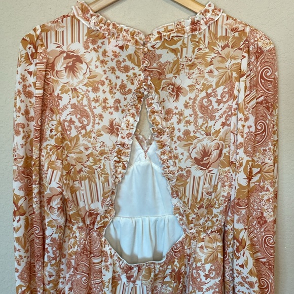 FLYING TOMATO WOMEN'S FLORAL PRINT LONG SLEEVE MINI DRESS L - Picture 12 of 12